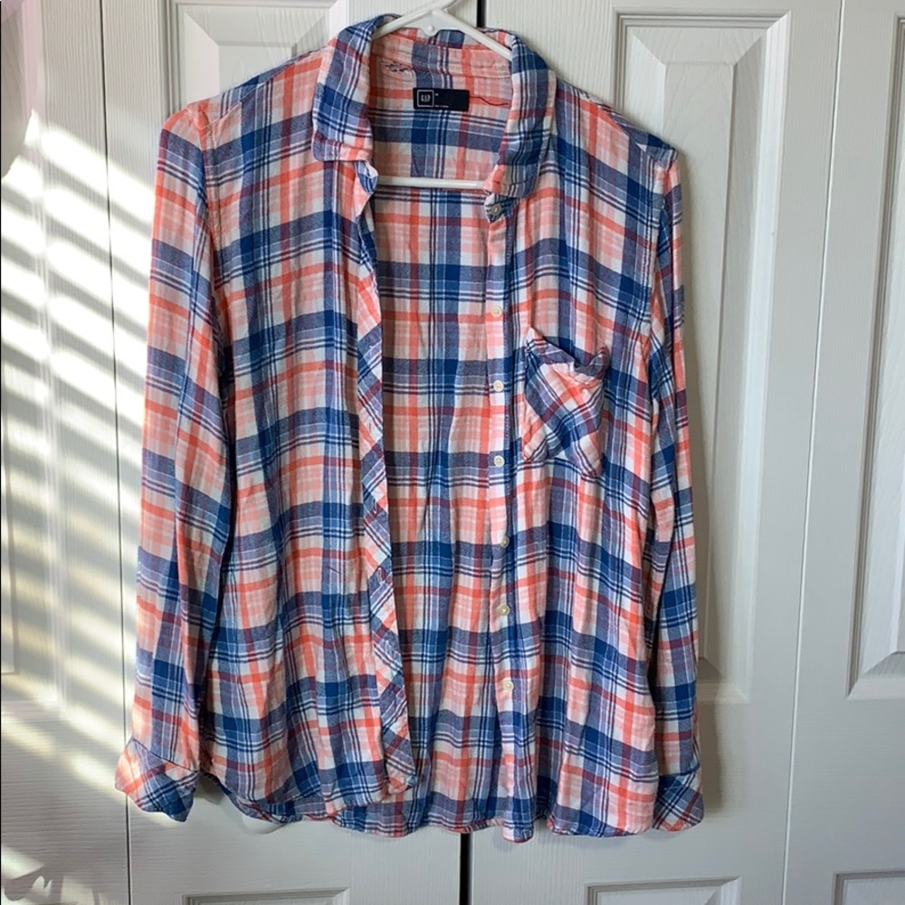 🌶 4/$20! 🌶 Gap Plaid Pink/Blue Flannel